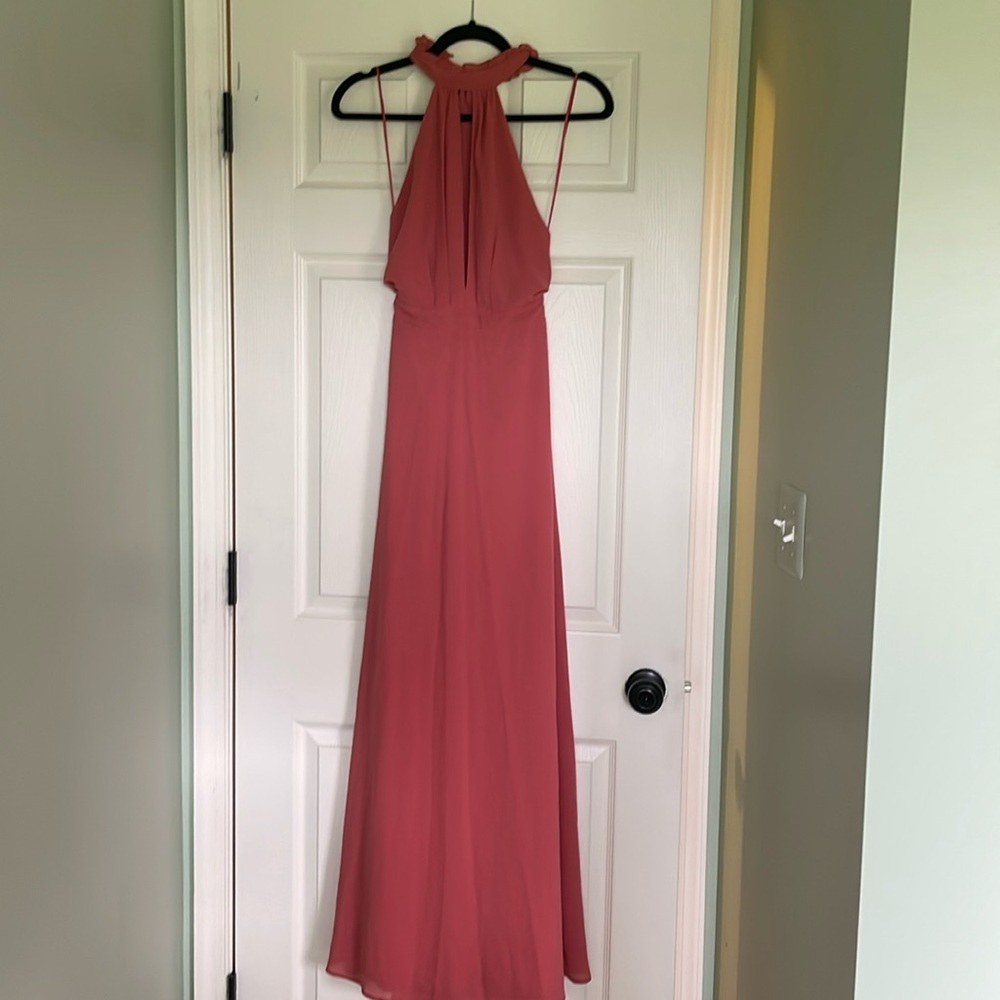 Dusty Rose Backless Formal Gown